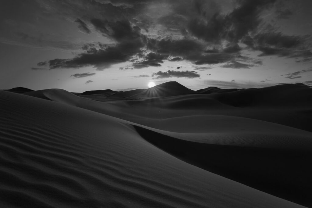 Beautiful sand dunes in the Sahara desert